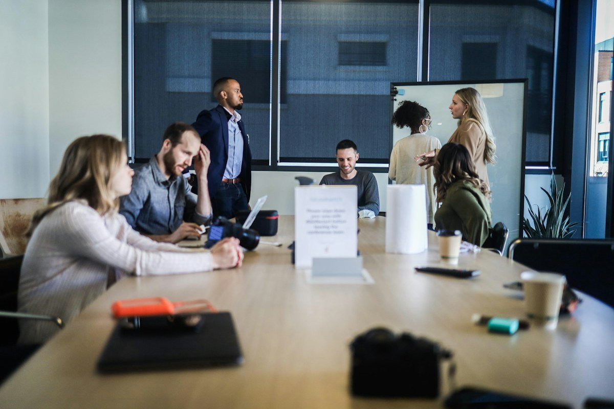 A team meeting around a work table